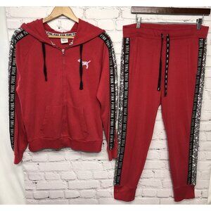 2pc Victoria's Secret Pink Sequin Bling Y2K Hoodie and Pants Set Sz M